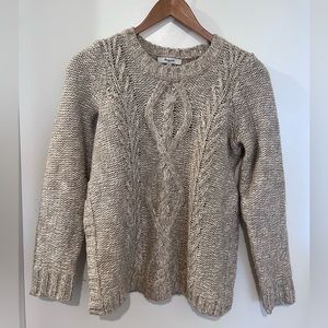 🤎🤍 Madewell Cable Knit Sweater with Cute Side Split Silhouette